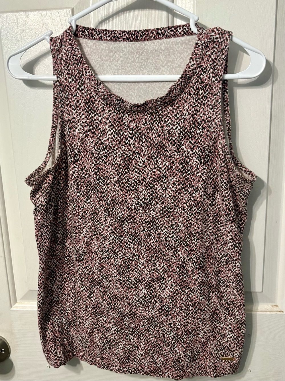 Jones New York Pink and Black Patterned Knit Tank